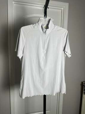 Greg Norman Women's Play Dry 1/4 Zip 
Scalloped Hem Golf Polo Shirt#317